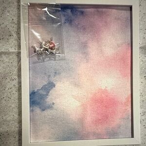❣️5|$25❣️Pink and blue cloud art in white frame
